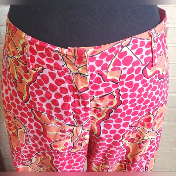 Lilly Pulitzer Capri Cropped Pants Capris Cha Cha Butterfly Pink White Label - Picture 4 of 14